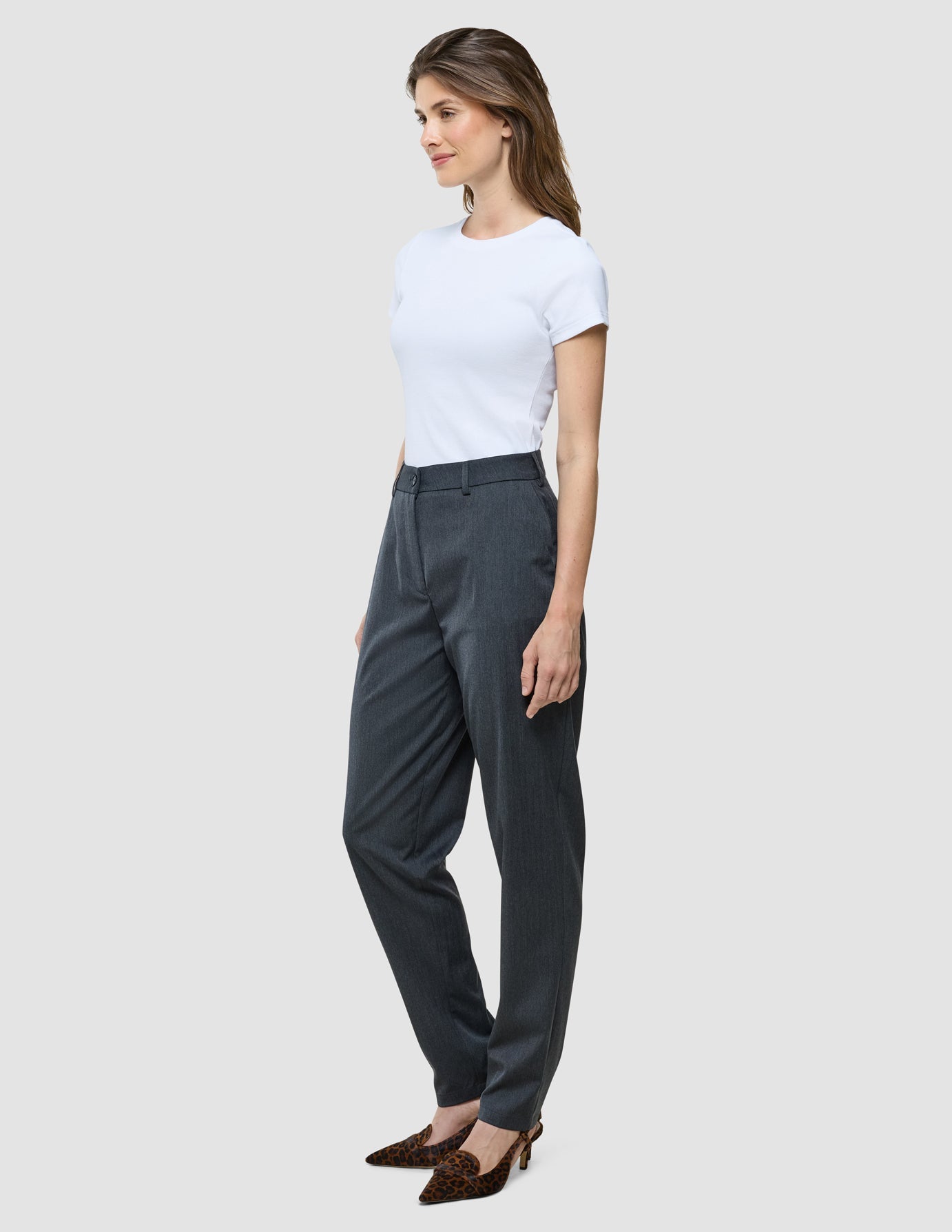 Women Skye Pants Tapered Charcoal Melange